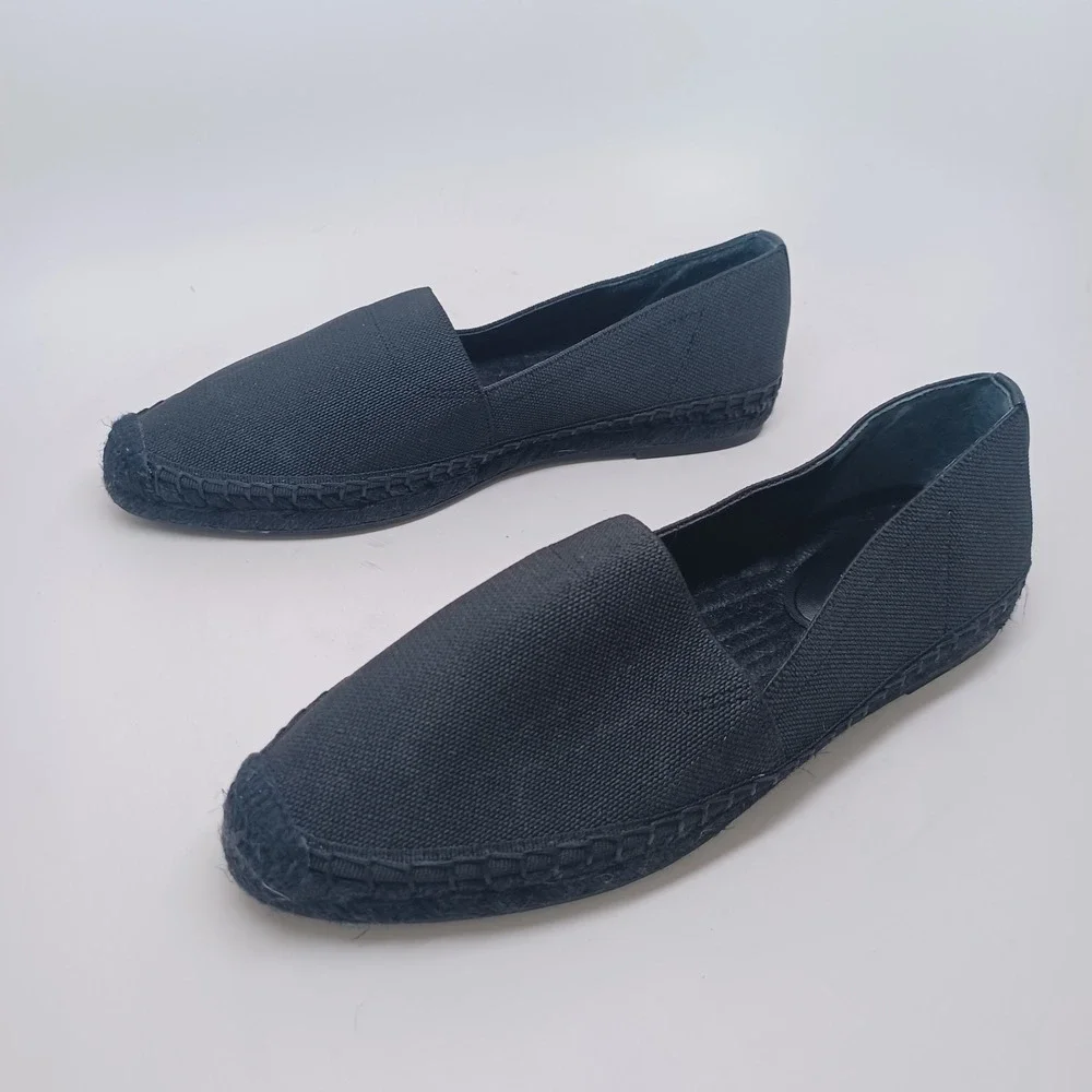 Banana Republic Womens Black Canvas Espadrille Flats Slip‎ On Shoes Size 7